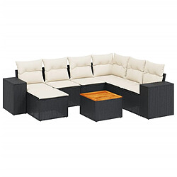 vidaXL Salon de jardin 8 pcs avec coussins noir résine tressée