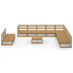 Avis Maison Chic Salon de jardin 11 pcs - Table et chaises d'extérieur - Mobilier/Meubles de jardin Moderne marron miel bois de pin massif -MN11971