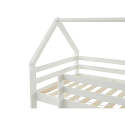 Vente-Unique Lit mezzanine cabane 90 x 190 cm - Pin - Blanc + Matelas - TARZIA pas cher