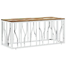 Maison Chic Tabls basse,Table Console pour salon argenté acier inoxydable/bois massif récupération -MN49296