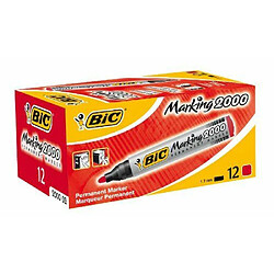 Bic Marqueur permanent Pointe ogive Corps plastique Encre à base d'alcool Rouge Lot de 12