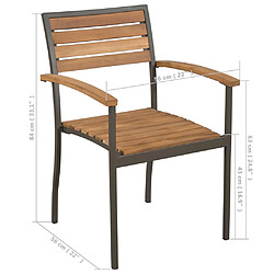 Acheter vidaXL Chaise empilables d'extérieur lot de 2 Bois d'acacia et Acier