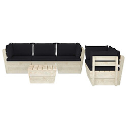 Avis Maison Chic Salon de jardin palette 6 pcs avec coussins - Table et chaises d'extérieur - Mobilier/Meubles de jardin Moderne épicéa imprégné -MN88790