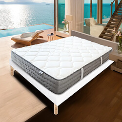 LUXURY LITERIE Ensemble matelas zen 160x200 cm + sommier blanc ep 13cm