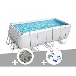 Kit piscine tubulaire Bestway Power Steel rectangulaire 4,12 x 2,01 x 1,22 m + 10 kg de zéolite + Kit d'entretien