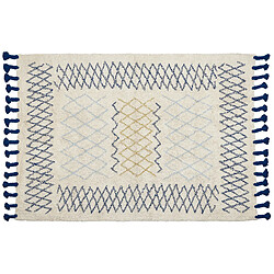 Beliani Tapis en coton 160 x 230 cm beige et bleu ERZINCAN