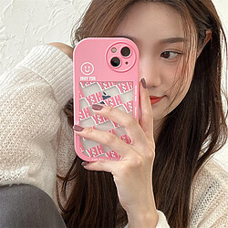 GUPBOO Étui pour iPhone13 Girl Pink Smiley Letter Niche Phone Case Transparent Soft