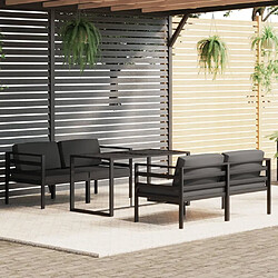 vidaXL Salon de jardin 5 pcs avec coussins Aluminium Anthracite