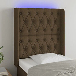 Maison Chic Tête de lit scandinave à LED,meuble de chambre Marron foncé 83x16x118/128 cm Tissu -MN77530