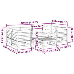 vidaXL Salon de jardin 7 pcs avec coussins cire marron bois pin massif pas cher