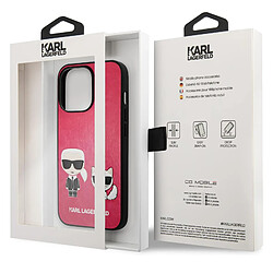 Karl Lagerfeld Coque pour iPhone 13 Pro Dos Cuir Vegan Bords Rehaussés Rose