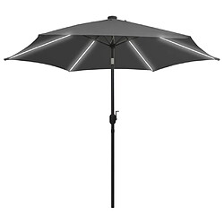 vidaXL Parasol de jardin et lumières LED mât en aluminium anthracite