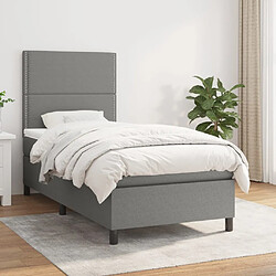 Maison Chic Structures de lit + matelas,Lit à sommier tapissier avec matelas Gris foncé 80x200 cm Tissu -MN14444