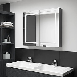 vidaXL Armoire de salle de bain à miroir LED Gris brillant 80x12x68 cm