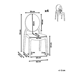 Avis Beliani Chaise de réception Chaise de salle à manger Set de 4 Transparent MERTON