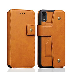 Wewoo Housse Coque Étui en cuir à rabat horizontal, à absorption magnétique et à texture d'absorption pour iPhone XR, avec support emplacements pour cartes porte-monnaie (Jaune)