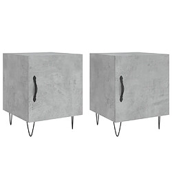 Maison Chic Lot de 2 Tables de chevet,Table de nuit,Table d'appoint pour salon gris béton 40x40x50 cm bois d’ingénierie -MN66182