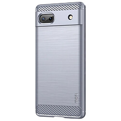 Coque en TPU MOFI anti-scratch, texture fibre de carbone, surface brossée, gris pour votre Google Pixel 6a