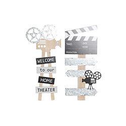 Décoration murale DKD Home Decor Noir Gris MDF Cinéma classique (32 x 2 x 70 cm) (2 Unités)