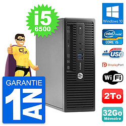 PC HP ProDesk 400 G3 SFF Intel Core i5-6500 RAM 32Go Disque 2To Windows 10 Wifi - Occasion