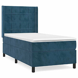 Maison Chic Lit Adulte - Lit simple Lit à sommier tapissier et matelas moelleux - Meuble de Chambre - Bleu foncé 80x200 cm Velours -MN75010