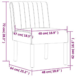 vidaXL Fauteuil sans accoudoirs gris clair velours pas cher