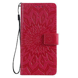 Wewoo Housse Coque Impression pressée Motif tournesol Étui en cuir PU à rabat horizontal pour Huawei Nova 5i / P20 Lite 2019avec support et fentes cartes et portefeuille et lanière rouge