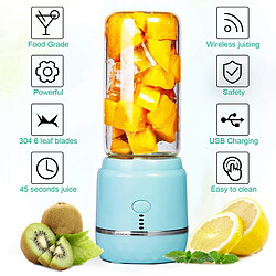 Universal Mélangeur personnel portable, presse-agrumes sans fil rechargeable USB Mélangeur pour smoothies aux fruits |(Bleu)