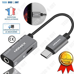 Tech Discount TD® Adaptateur pour écouteur 2 en 1 casque son câble écouter musiques chargement brancher pratique solide port audio câble convertis