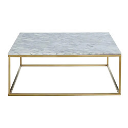 Table basse design ARETHA de Pascal MORABITO - Marbre et Métal - Blanc et Doré