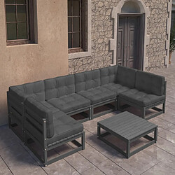 Maison Chic Salon de jardin 7 pcs + coussins - Mobilier/Meubles de jardin - Table et chaises d'extérieur Noir Bois de pin massif -MN38886