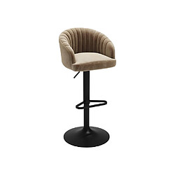 Acheter Vente-Unique Lot de 2 tabourets de bar en velours et métal - Hauteur réglable - Beige - DORALIZ