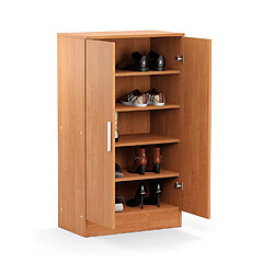 Avis Pegane Armoire à chaussures, meuble à chaussures avec 2 portes coloris cerisier - longueur 60 x profondeur 35 x hauteur 107 cm