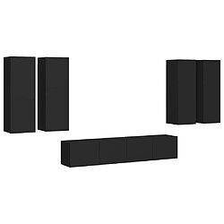 Maison Chic Ensemble de meubles TV 6 pcs | Banc TV Moderne pour salon | Meuble de Rangement - Noir Aggloméré -MN17374