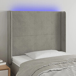 Maison Chic Tête de lit scandinave à LED,meuble de chambre Gris clair 103x16x118/128 cm Velours -MN69466