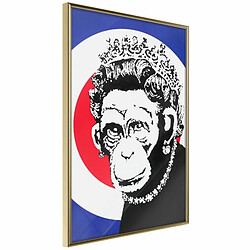 Paris Prix Affiche Murale Encadrée Banksy Monkey Queen 20 x 30 cm Or