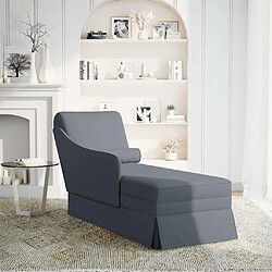 vidaXL Fauteuil long et traversin accoudoir droit gris foncé velours