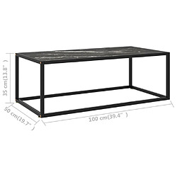 vidaXL Table basse Noir avec verre marbre noir 100x50x35 cm pas cher