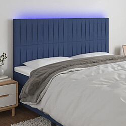 Maison Chic Tête de lit moderne à LED lumineuse pour chambre - Décoration de lit Bleu 200x5x118/128 cm Tissu -MN13923