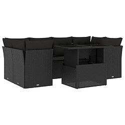 vidaXL Salon de jardin 7 pcs avec coussins noir résine tressée