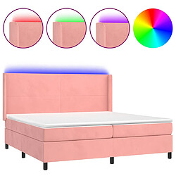 vidaXL Sommier à lattes de lit matelas et LED Rose 200x200 cm Velours