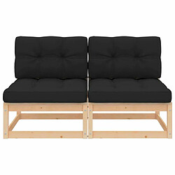 Maison Chic Canapés centraux de jardin coussins 2pcs | Canapé d'extérieur | Fauteuil Sofa terrasse Bois de pin massif -MN55076