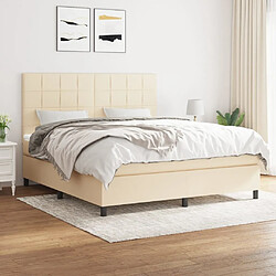 Maison Chic Lit adulte- Lit + matelas,Sommier à lattes de lit avec matelas Crème 180x200 cm Tissu -GKD17598