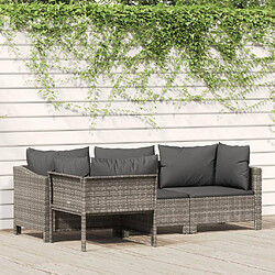 Maison Chic Salon de jardin 4 pcs + coussins - Mobilier/Meubles de jardin - Table et chaises d'extérieur Gris Résine tressée -MN37441