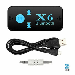 Riffi Riff BT-X6 Clé émetteur Bluetooth FM pour Voiture avec Prise Audio 3,5 mm + Microphone + Micro SD Noir pas cher