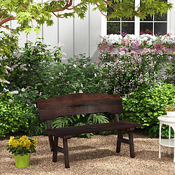 Helloshop26 Banc de jardin en bois d'épicéa 2 places dossier incliné charge 325 kg banquette d'extérieur carbonisé 120 x 51 x 78 cm marron 20_0007801