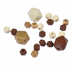 Paris Prix Lot de 27 Perles en Bois Diamant 1-2cm Beige & Or