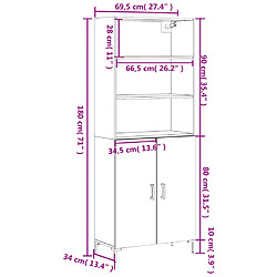 vidaXL Buffet haut Chêne marron 69,5x34x180 cm Bois d'ingénierie pas cher