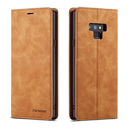 Wewoo Housse Coque Pour Galaxy Note9 Forwenw Dream Series Oil Edge Fort Magnetism Étui en cuir à rabat horizontal avec support et fentes cartes et portefeuille et cadre photo marron