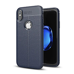 Wewoo Coque pour iPhone X Litchi Texture TPU Housse de protection arrière marine